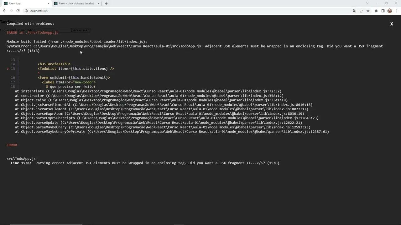 Lista de tarefas - Curso de React js Grátis Completo Grátis 2022 - Aula 6