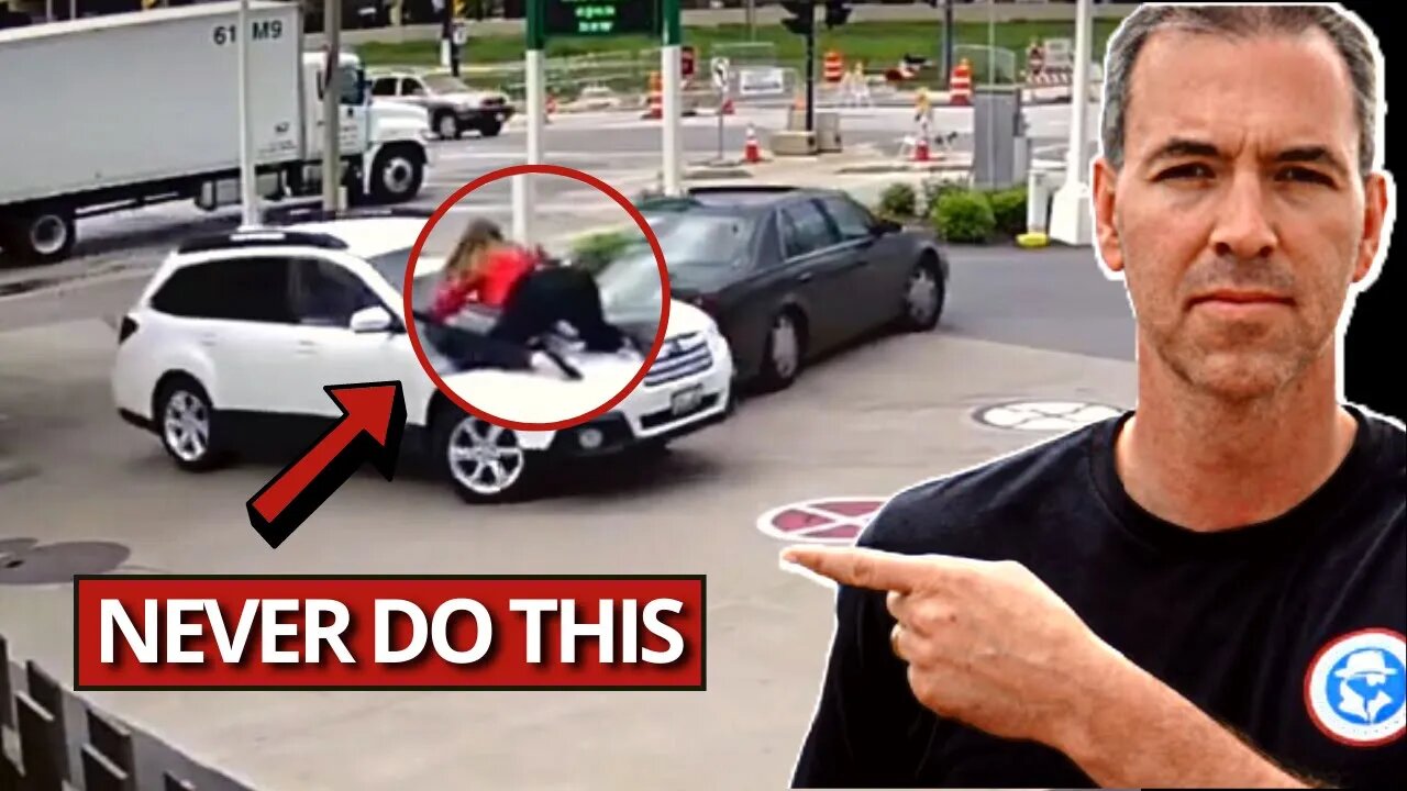 Woman Jumps on Hood of Car as Man Tries to Steal It at Gas Station | Jason Hanson