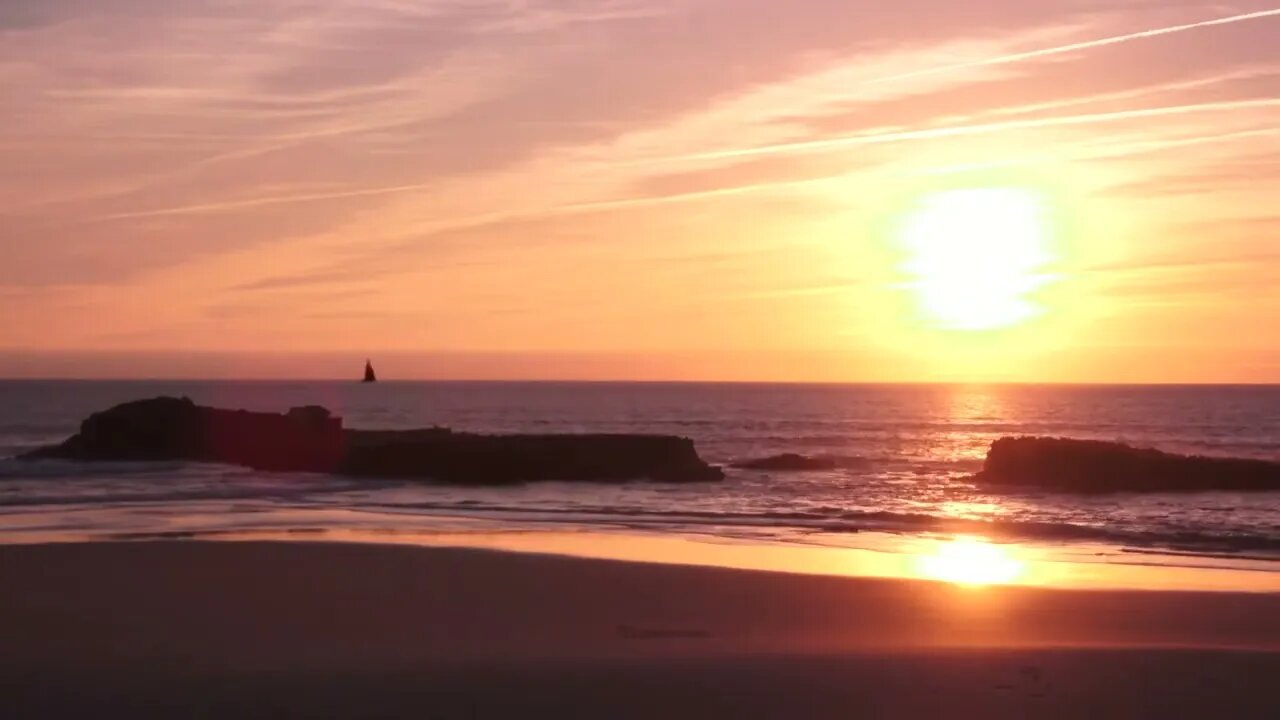 Sunset on beach Stock footage FREE HD VIDEO No copyright