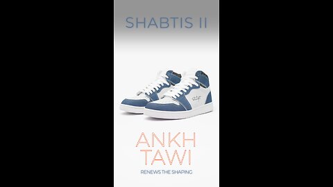 Shabtis II 'Ankh-tawi' Men's High-Top Leather Sneakers - White/Blue