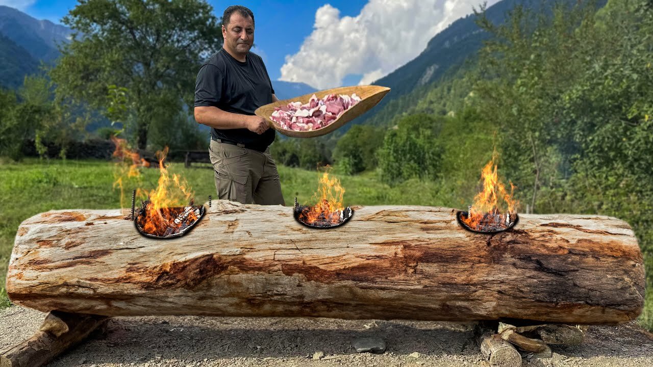 Delivered A Huge Log For Cooking Three Delicious Homemade Dishes At Once