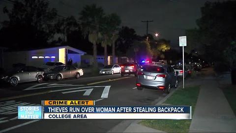 Thieves steal woman's backpack near San Diego State, run over her