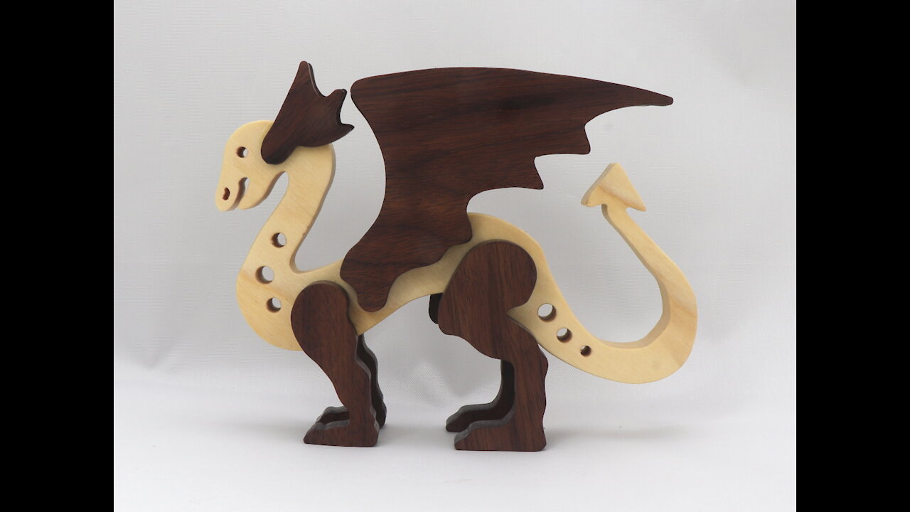Handmade Wood Dragon Made From Poplar and Walnut Hardwoods 995048179