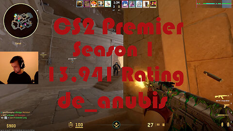CS2 Premier Matchmaking - Season 1 - 13,941 Rating - de_anubis