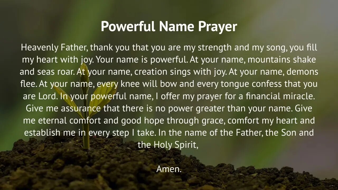 Powerful Name Prayer (Prayer for Financial Miracle)