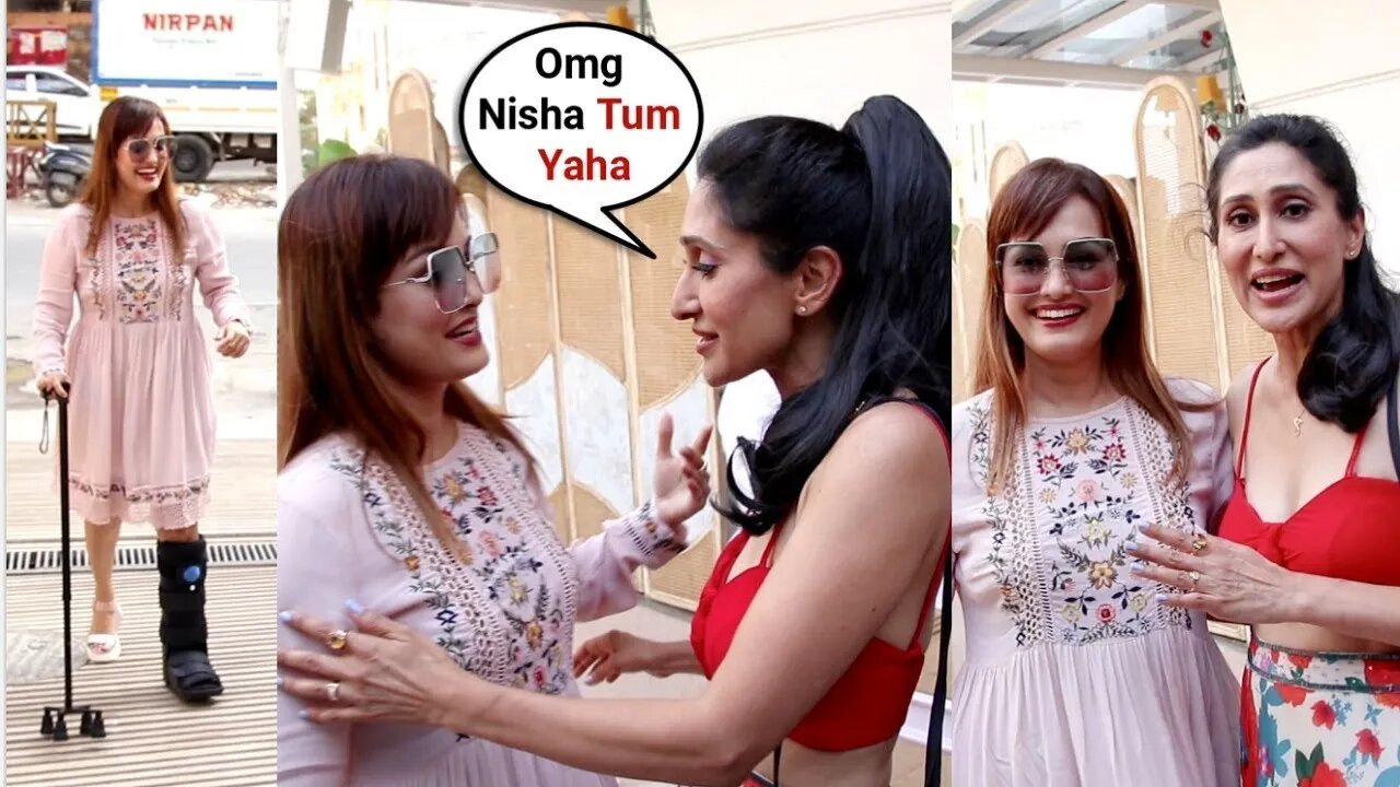 Teejay Sidhu Shock & Surprise Too See Nisha Rawal For Attending The Event Even After Leg Injury