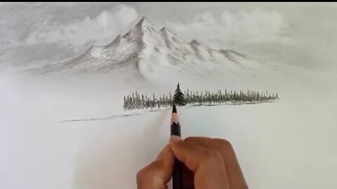 Pencil drawing landscape scenery