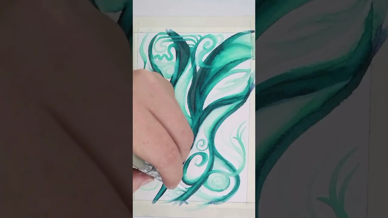 Blue Green Ink Vine Part 3 - rounding off #colourshift , #vine, #abstract, #art, #inkart