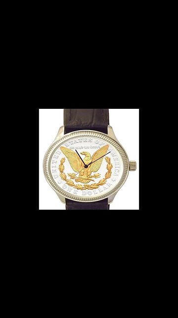 MORGAN SILVER DOLLAR MEN'S COIN WATCH 24K HIGHLIGHTS AND LEATHER STRAP
