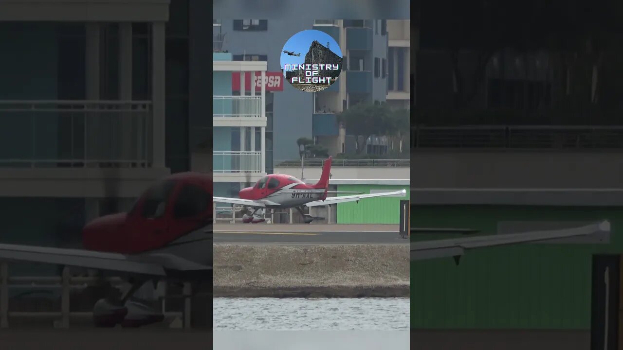The Spin, SR22T at Gibraltar Airport Runway #shorts