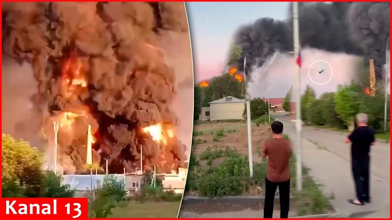 Ukraine struck another oil base and power plant in Russia – Footage of fire