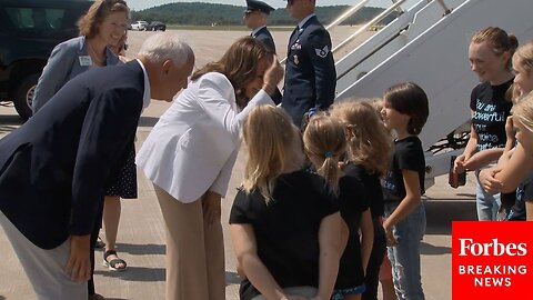 JUST IN: Kamala Harris And Tim Walz Meet With Children Upon Arrival To Eau Claire, Wisconsin
