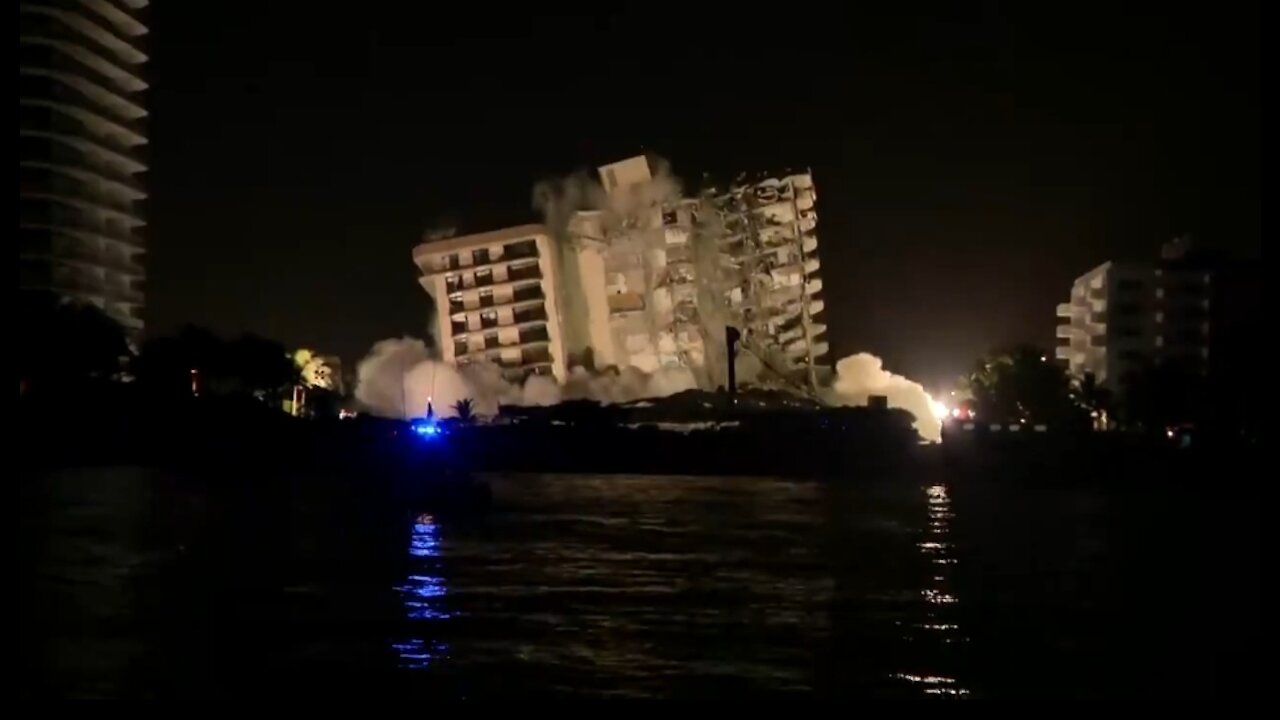 Remaining Part Of Collapsed Surfside, Fl. Building Demolished Due To Safety Concerns