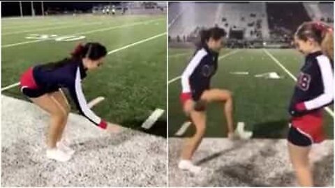 Cheerleaders udfører 'invisible box challenge' med et twist