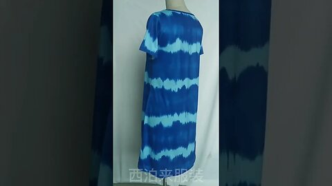 Tie Dye Striped T shirt Loose Dress Summer O Neck Short Sleeve Gradient Mini Party Dresses XBL D207