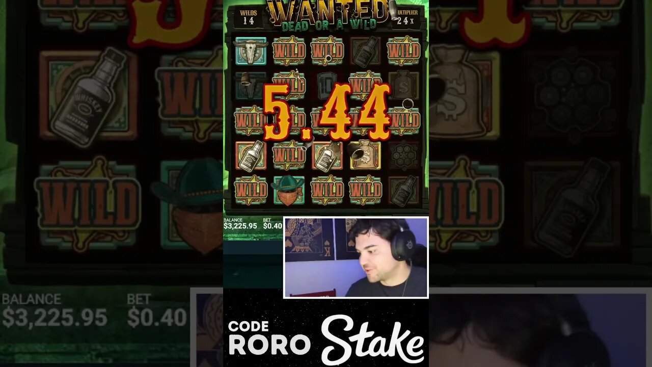 Getting HUGE WIN On WANTED DEAD OR A WILD SLOT!! CODE: RORO #shorts #stake #casino#shortsyoutube