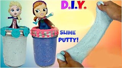 Making D.I.Y. Frozen Glitter Slime with Princess Anna & Elsa