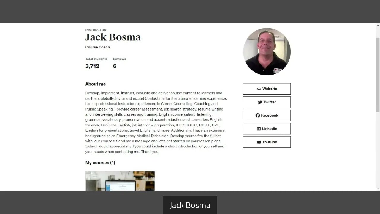 Instructor Jack Bosma Course Coach