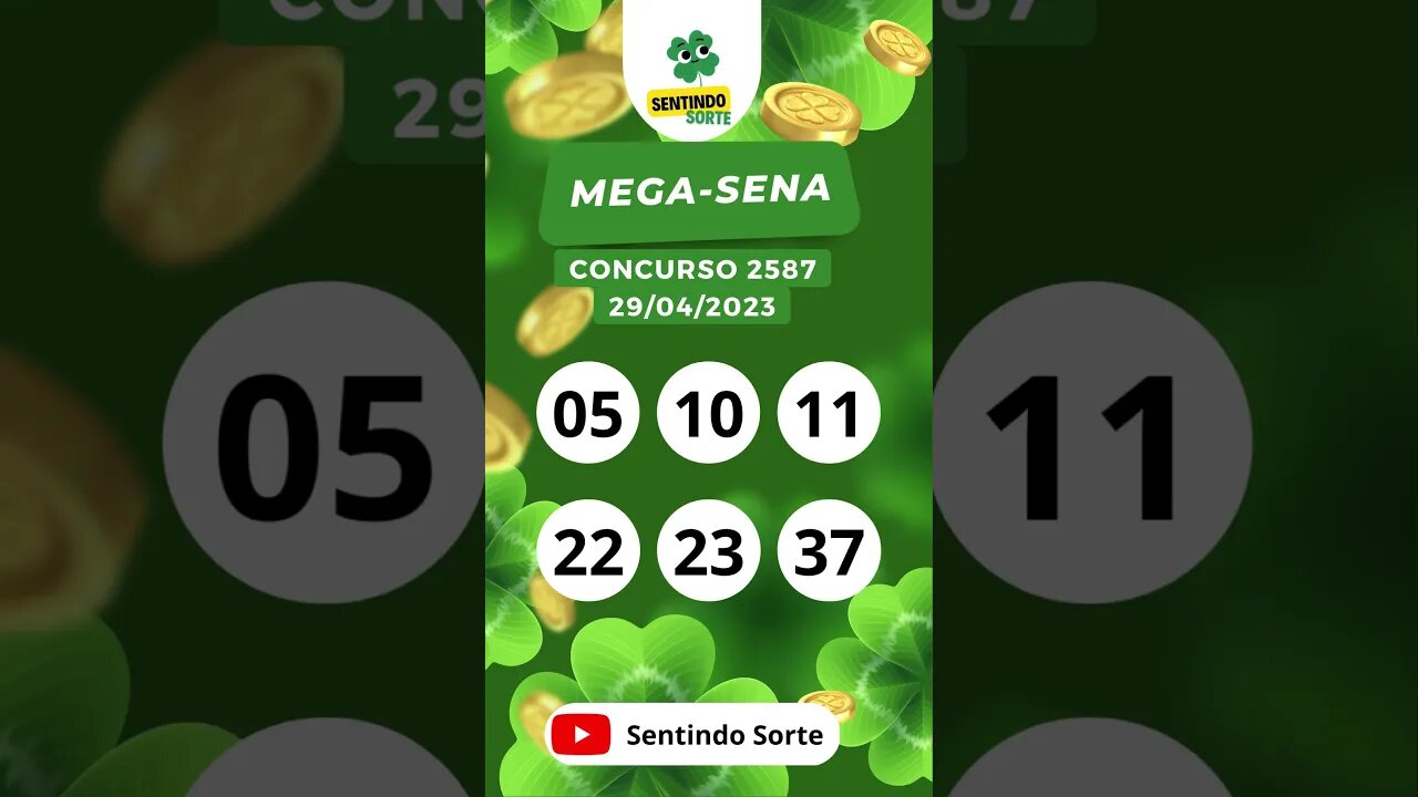 🍀 Resultado MEGA-SENA 2587 | 29/04/23 | Sentindo Sorte #shorts