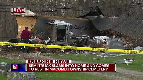 Semi destroys house in Macomb Township, only minor injuries reported