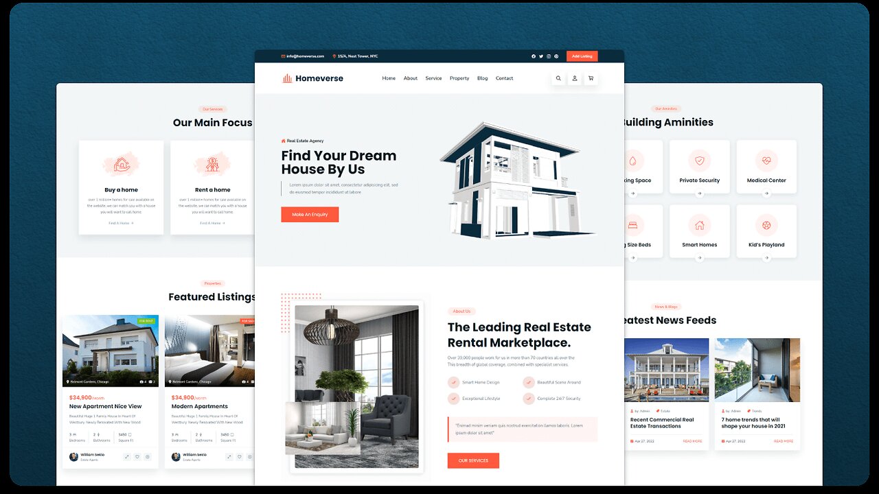 How to create A Responsive Real Estate Website Design Using HTML CSS & JavaScript