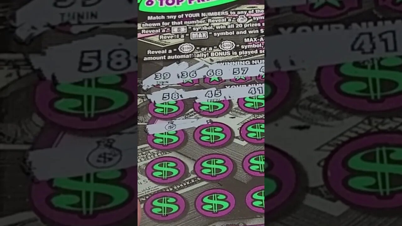 BIG WINNING Bonus on $20 Scratch Off Lottery Ticket!!