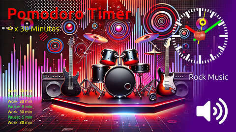 🍅 ⏰ 4 x 30min ~ Energize Your Focus with Rock 🎸🔥