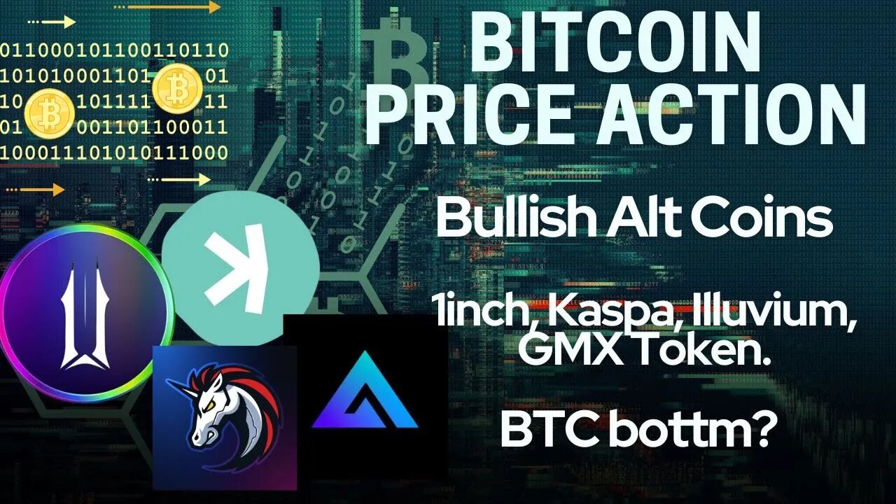 Bitcoin Swings Range Bottom, Can it HOLD? Juicy Atl Charts for KASPA, 1INCH Illuvium, and GMX!