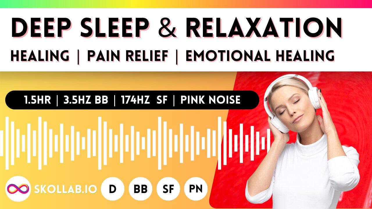 Deep Sleep + Relaxation | 3.75hz Delta Binaural Beat + 174hz Solfeggio Frequency + Pink noise