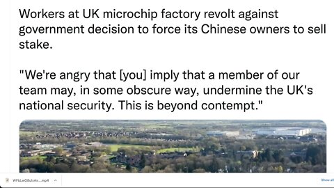 🟨 英國微芯片工廠的工人反對政府強迫其中國所有者出售股份