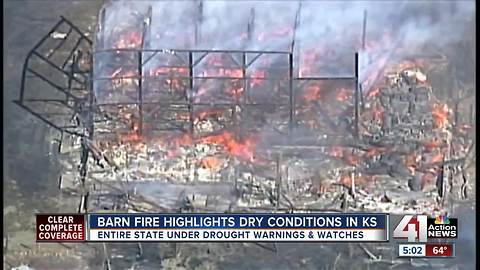Barn fire highlights dry conditions in Kansas