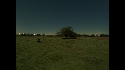 Night hiking next to the sea in the moonlight . Speedlapse. GoPro