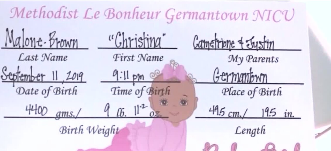 Baby born at 9:11 on 9/11