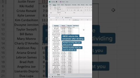 mod function ka use karke time ko kaise calculate kare #ytshorts #excel #shortcutkeys