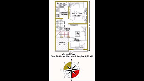 20 × 30 house plan|North Duplex 3 bhk home plan| 600sqft house plan| 20 by 30 home plan#housedesign