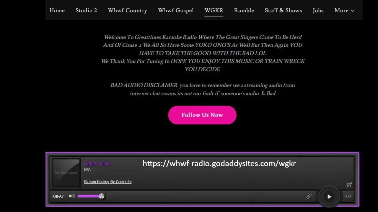 introducing WGKR Greattimes Karaoke Radio.