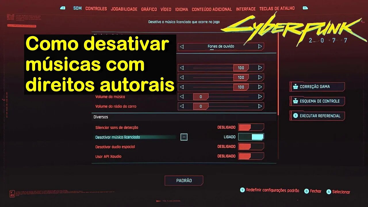 Como desativar músicas com direitos autorais em Cyberpunk 2077