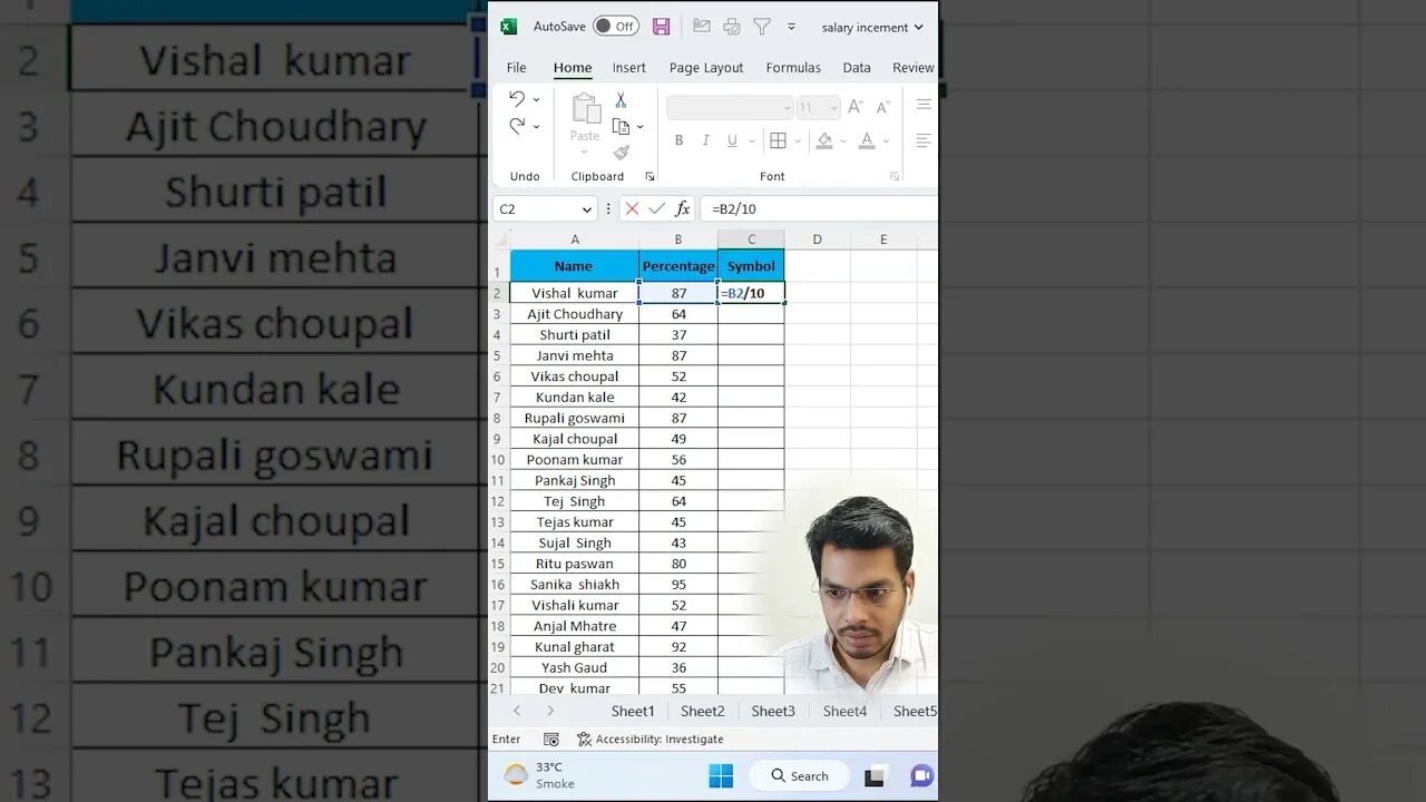 Add Percentage in Excel ||#shorts