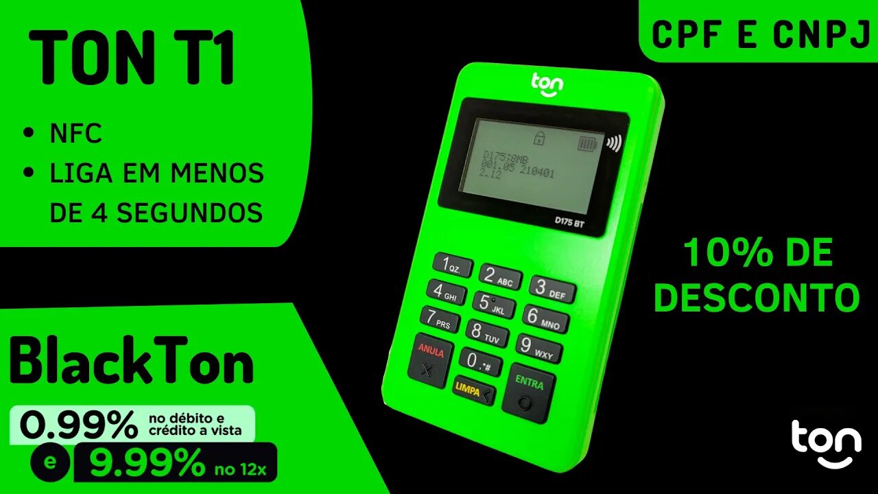 Maquininha Ton T1 Bluetooth, a máquina mais fácil de usar da Ton!