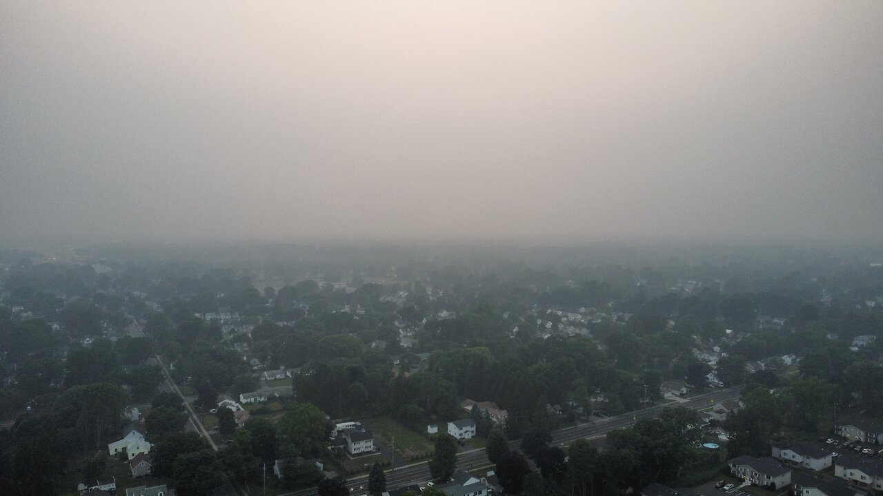 Flying My Drone Into The Smokey Sunset in Rochester, NY
