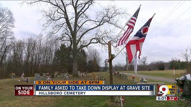 Cemetery asks family to remove vet's display