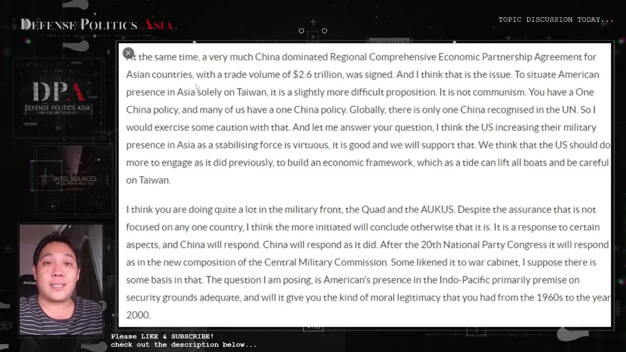 Singapore Defense Minister warn United States that they are losing geopolitical war in Indo-Pacific