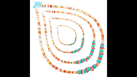 Beautiful blue Natural turquoise and orange spiny oyster roundle beads necklace Perfect Gifts