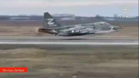 Russian Su-25 landed without deployed landing gears due to malfunction after Ukrainian gun fires