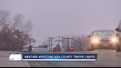 Morning fog affecting traffic lights