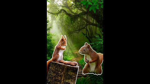 Squirrel eating very funny