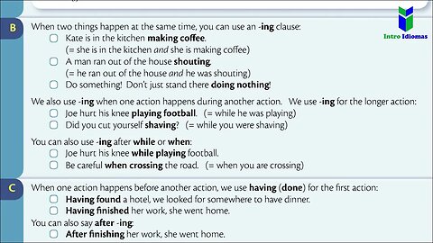 068 - ENGLISH GRAMMAR IN USE - Unit 68 - ing clauses Feeling tired, I went to bed early