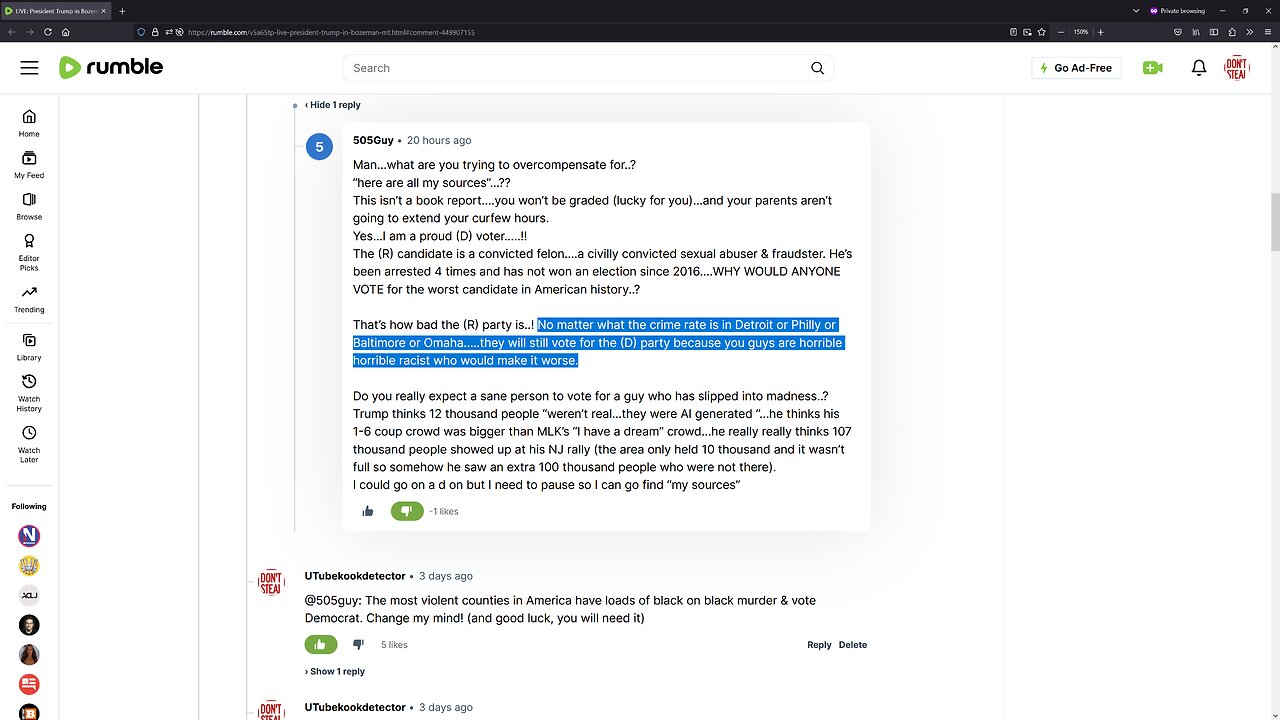 Democrat lunatic (505Guy) makes a stunning admission about the #DemocratCrimeWave