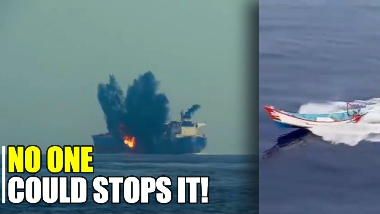 This is what a boat-drone strike on a British ship looks like!