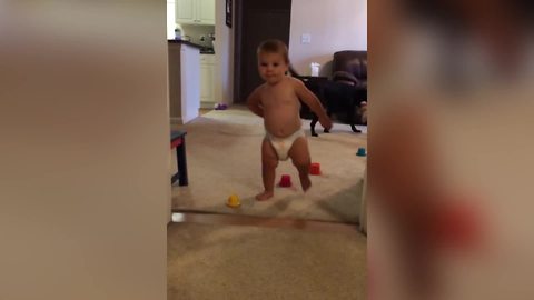 Baby Girl Falls As She Walks Towards The Camera